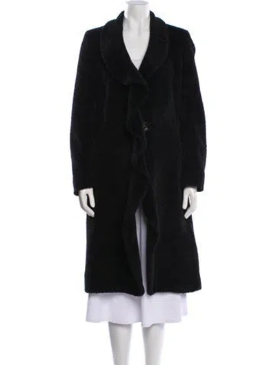 Pre-owned Max Mara Alpaca Faux Fur Coat In Black