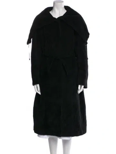 Pre-owned Max Mara Alpaca Faux Fur Coat In Black