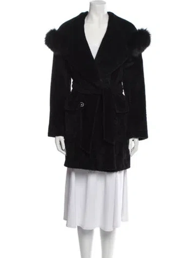 Pre-owned Max Mara Alpaca Faux Fur Coat In Black