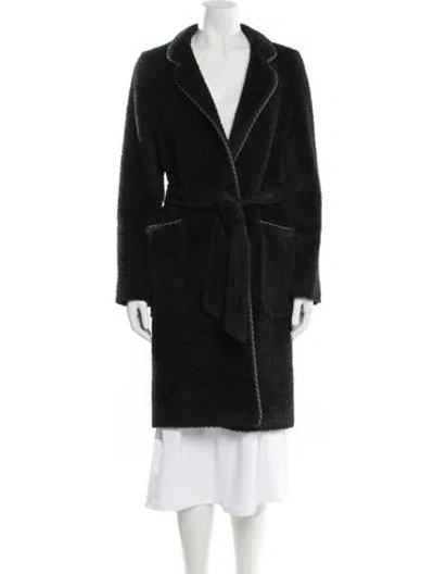 Pre-owned Max Mara Alpaca Faux Fur Coat In Black