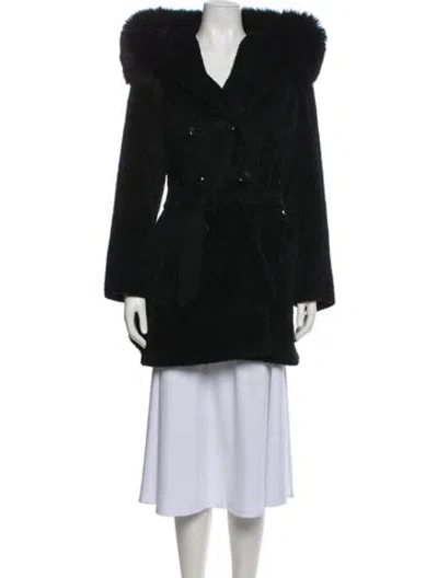 Pre-owned Max Mara Alpaca Faux Fur Coat In Black