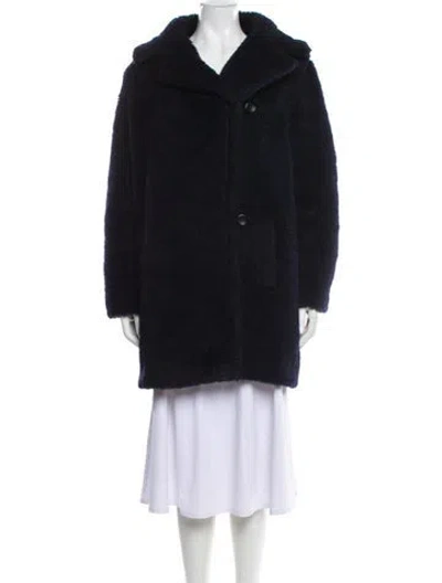 Pre-owned Max Mara Alpaca Faux Fur Coat In Black