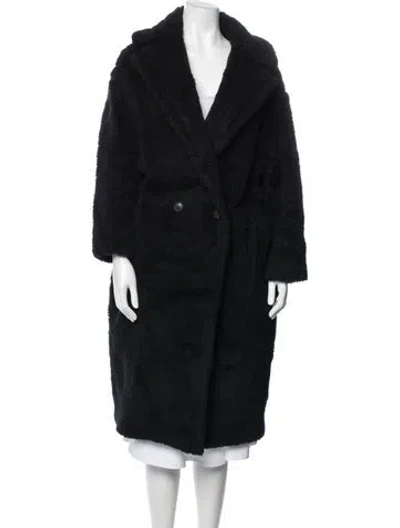 Pre-owned Max Mara Alpaca Faux Fur Coat In Black