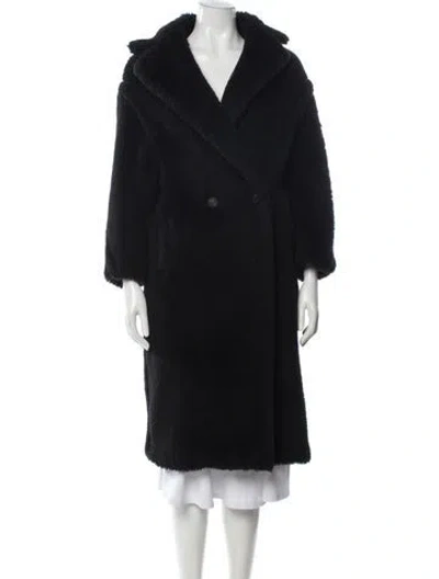 Pre-owned Max Mara Alpaca Faux Fur Coat In Black