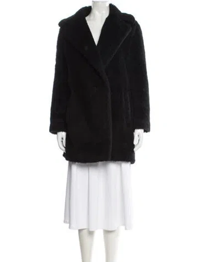 Pre-owned Max Mara Alpaca Faux Fur Coat In Black