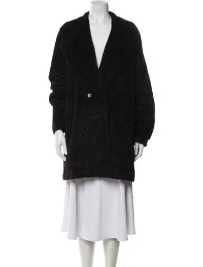 Pre-owned Max Mara Alpaca Faux Fur Coat In Black