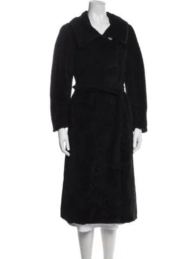 Pre-owned Max Mara Alpaca Faux Fur Coat In Black