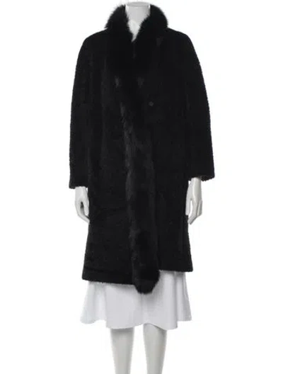 Pre-owned Max Mara Alpaca Faux Fur Coat In Black