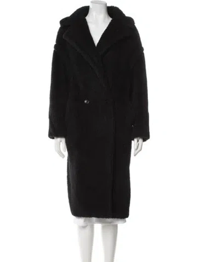 Pre-owned Max Mara Alpaca Faux Fur Coat In Black