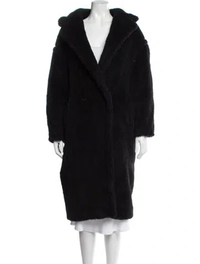 Pre-owned Max Mara Alpaca Faux Fur Coat In Black