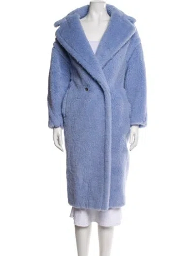 Pre-owned Max Mara Alpaca Faux Fur Coat In Blue