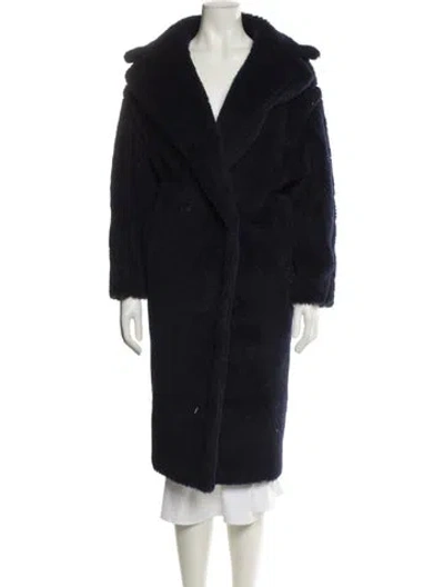 Pre-owned Max Mara Alpaca Faux Fur Coat In Blue