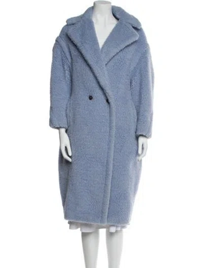 Pre-owned Max Mara Alpaca Faux Fur Coat In Blue
