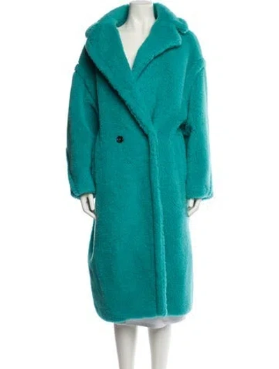 Pre-owned Max Mara Alpaca Faux Fur Coat In Blue