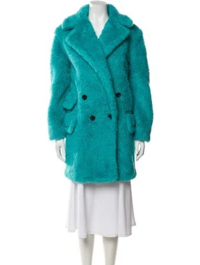 Pre-owned Max Mara Alpaca Faux Fur Coat In Blue