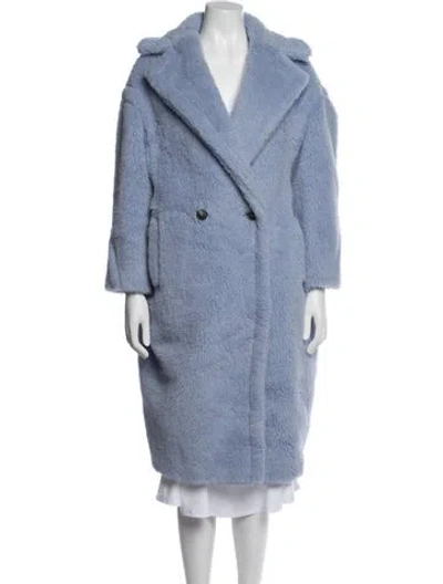 Pre-owned Max Mara Alpaca Faux Fur Coat In Blue