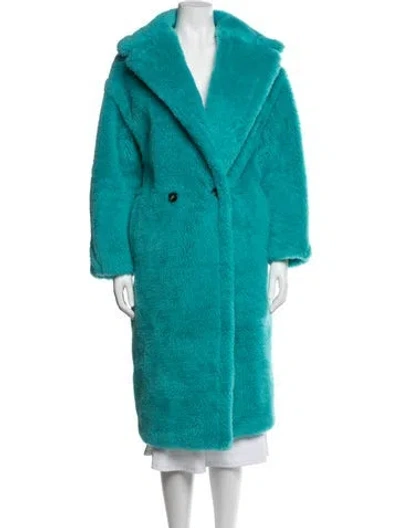 Pre-owned Max Mara Alpaca Faux Fur Coat In Blue