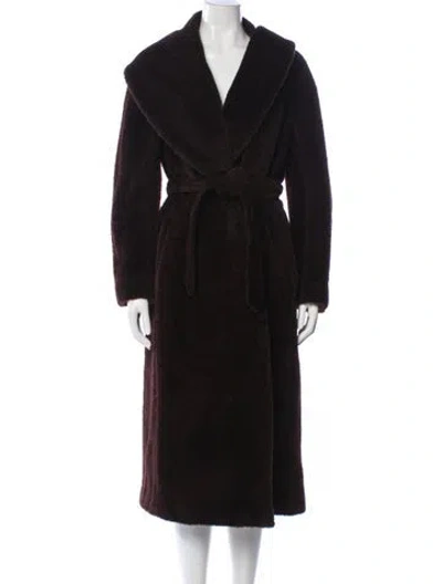 Pre-owned Max Mara Alpaca Faux Fur Coat In Brown