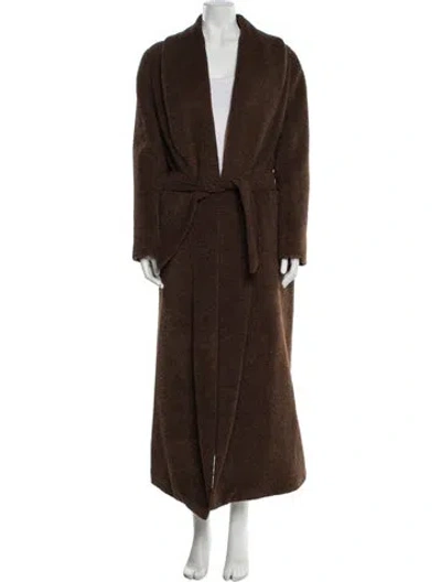 Pre-owned Max Mara Alpaca Faux Fur Coat In Brown