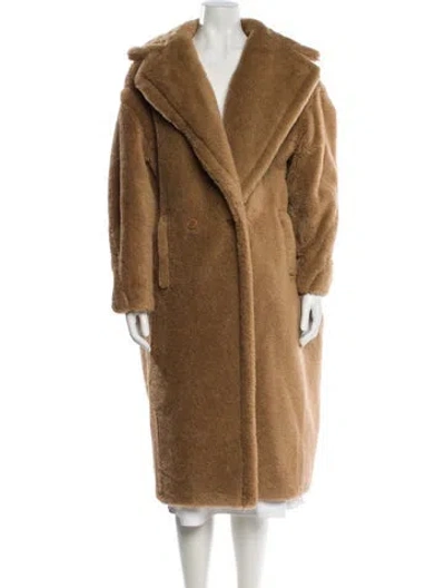 Pre-owned Max Mara Alpaca Faux Fur Coat In Brown