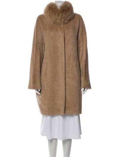 Pre-owned Max Mara Alpaca Faux Fur Coat In Brown