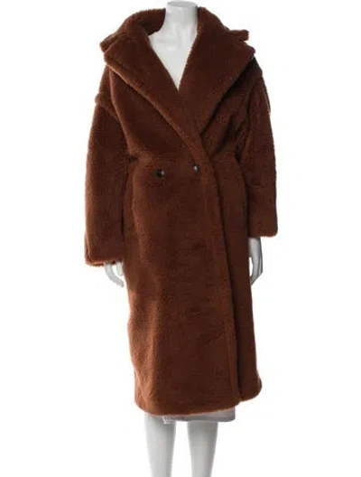 Pre-owned Max Mara Alpaca Faux Fur Coat In Brown