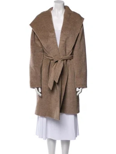 Pre-owned Max Mara Alpaca Faux Fur Coat In Brown