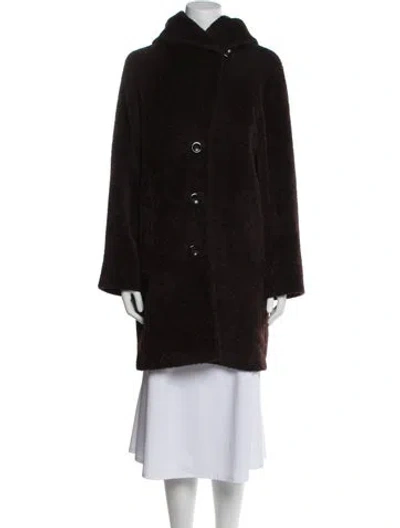 Pre-owned Max Mara Alpaca Faux Fur Coat In Brown