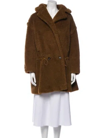 Pre-owned Max Mara Alpaca Faux Fur Coat In Brown