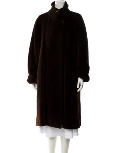 Pre-owned Max Mara Alpaca Faux Fur Coat In Brown