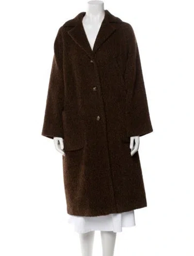 Pre-owned Max Mara Alpaca Faux Fur Coat In Brown