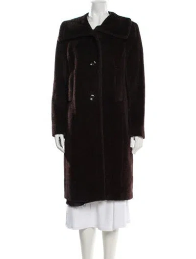 Pre-owned Max Mara Alpaca Faux Fur Coat In Brown