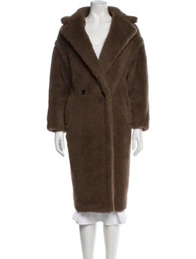 Pre-owned Max Mara Alpaca Faux Fur Coat In Brown