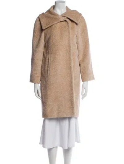 Pre-owned Max Mara Alpaca Faux Fur Coat In Brown