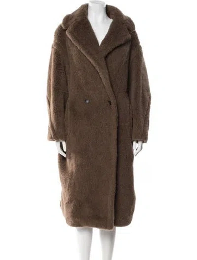 Pre-owned Max Mara Alpaca Faux Fur Coat In Brown