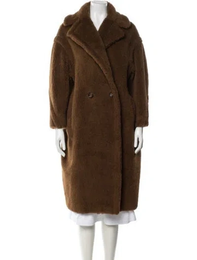 Pre-owned Max Mara Alpaca Faux Fur Coat In Brown