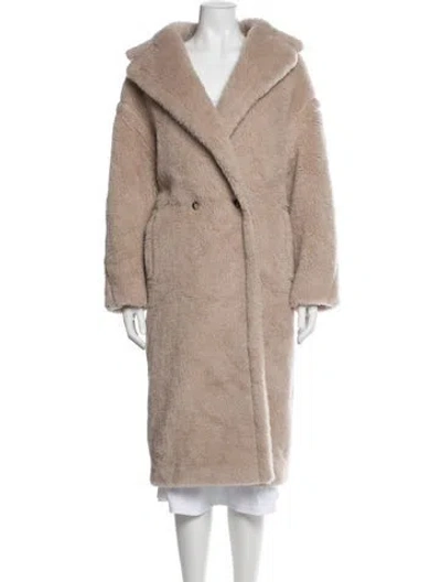 Pre-owned Max Mara Alpaca Faux Fur Coat In Brown