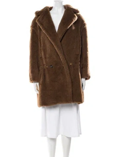 Pre-owned Max Mara Alpaca Faux Fur Coat In Brown