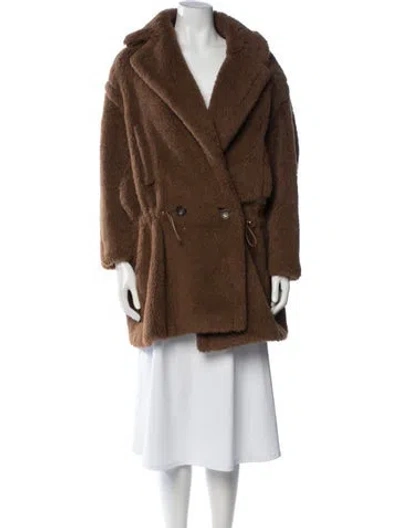 Pre-owned Max Mara Alpaca Faux Fur Coat In Brown
