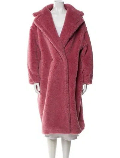 Pre-owned Max Mara Alpaca Faux Fur Coat In Burgundy