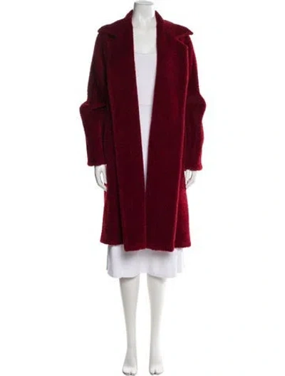 Pre-owned Max Mara Alpaca Faux Fur Coat In Burgundy