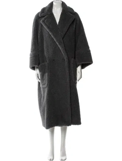 Pre-owned Max Mara Alpaca Faux Fur Coat In Gray