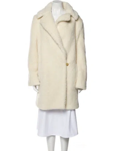Pre-owned Max Mara Alpaca Faux Fur Coat In Neutral
