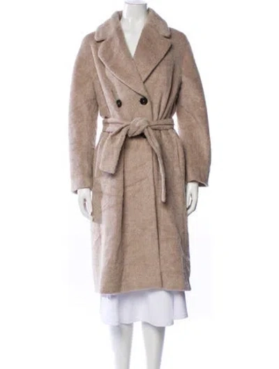 Pre-owned Max Mara Alpaca Faux Fur Coat In Neutral