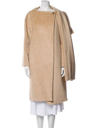 Pre-owned Max Mara Alpaca Faux Fur Coat In Neutral