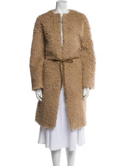 Pre-owned Max Mara Alpaca Faux Fur Coat In Neutral