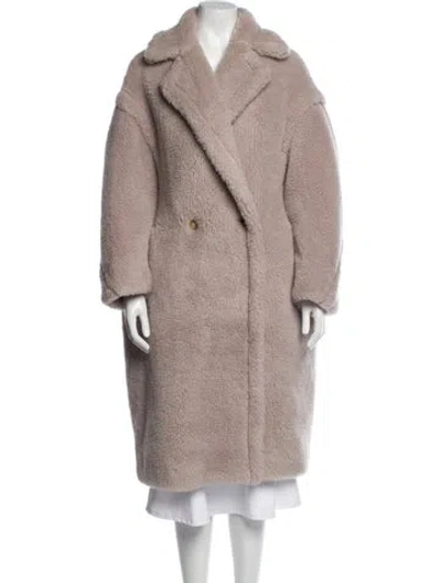Pre-owned Max Mara Alpaca Faux Fur Coat In Neutral