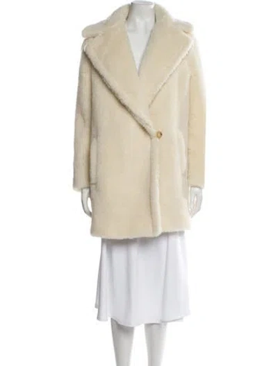 Pre-owned Max Mara Alpaca Faux Fur Coat In Neutral