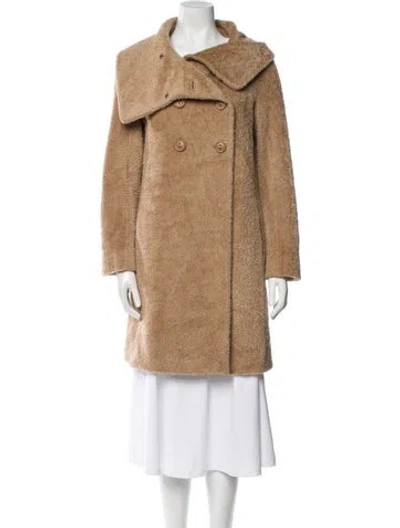 Pre-owned Max Mara Alpaca Faux Fur Coat In Neutral