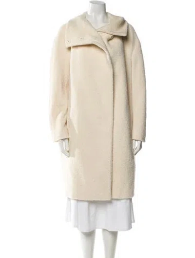 Pre-owned Max Mara Alpaca Faux Fur Coat In Neutral